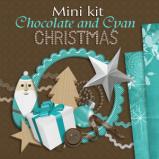 Mini digital kit "Chocolate and Cyan Christmas" by download 