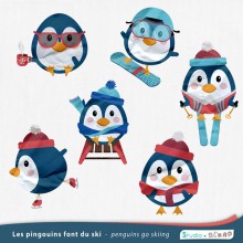 pingouins font du ski personnages