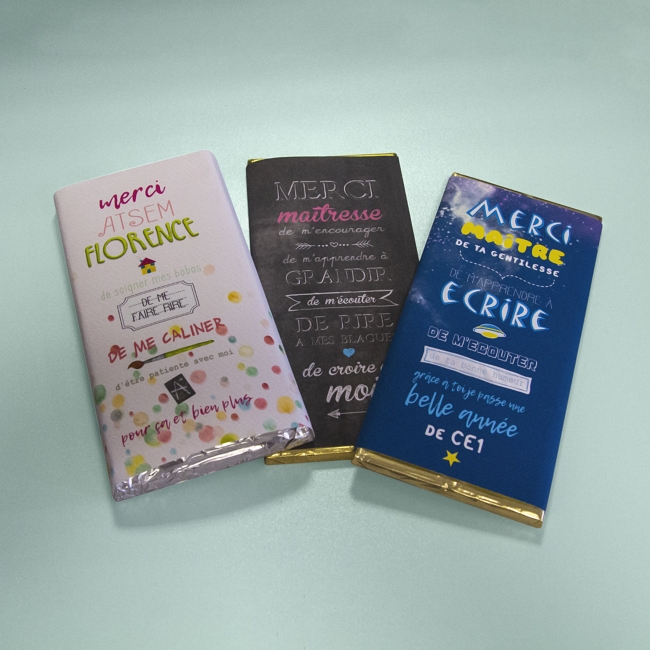 Etiquettes pour tablettes de chocolat personnalisées